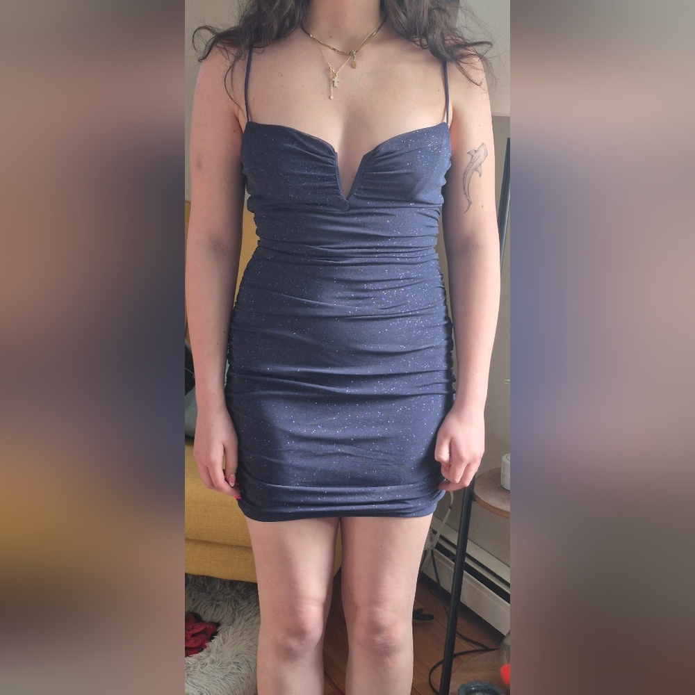 Windsor Midnight Blue Sparkle Mini Dress